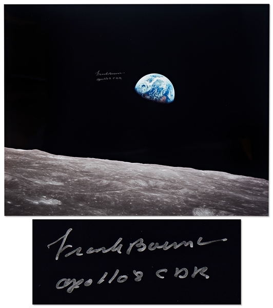 Frank Borman Signed 20 x 16 Earthrise Photo -- With Novaspace COA