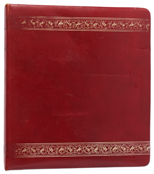 Cecil W. Stoughton's Personal, Unpublished Photo of LBJ's Inauguration Aboard Air Force One -- In Stoughton's Custom Red Leather Binder Stamped ''Inauguration Nov. 1963'' on Spine