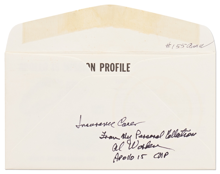 Apollo 15 Crew-Signed NASA Insurance Cover -- From Al Worden's Personal Collection, and Also With His Signed COA