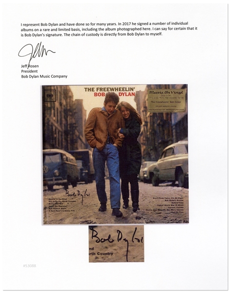 Bob Dylan Signed Album ''The Freewheelin' Bob Dylan'' -- With a COA From Dylan's Manager, Jeff Rosen