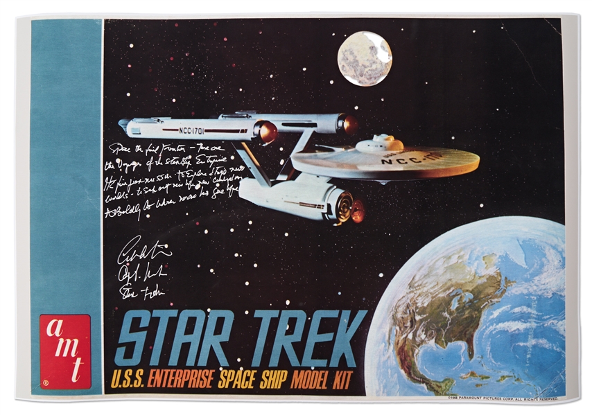 William Shatner Signed ''Star Trek'' Poster -- Shatner Writes the Famous Title Sequence Introduction: ''Space the Final Frontier...William Shatner / Capt. Kirk / Star Trek''