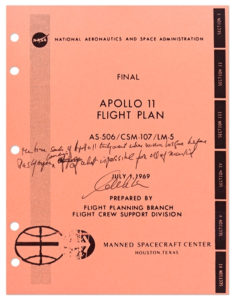 William Shatner Signed Apollo 11 Fight Plan