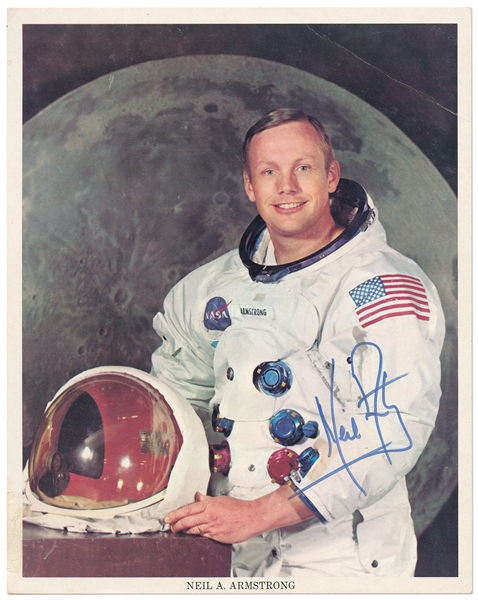 Neil Armstrong Signed 8'' x 10'' NASA White Spacesuit Photo, Uninscribed -- With Zarelli COA