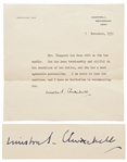Winston Churchill Signed Letter of Recommendation -- With PSA/DNA COA