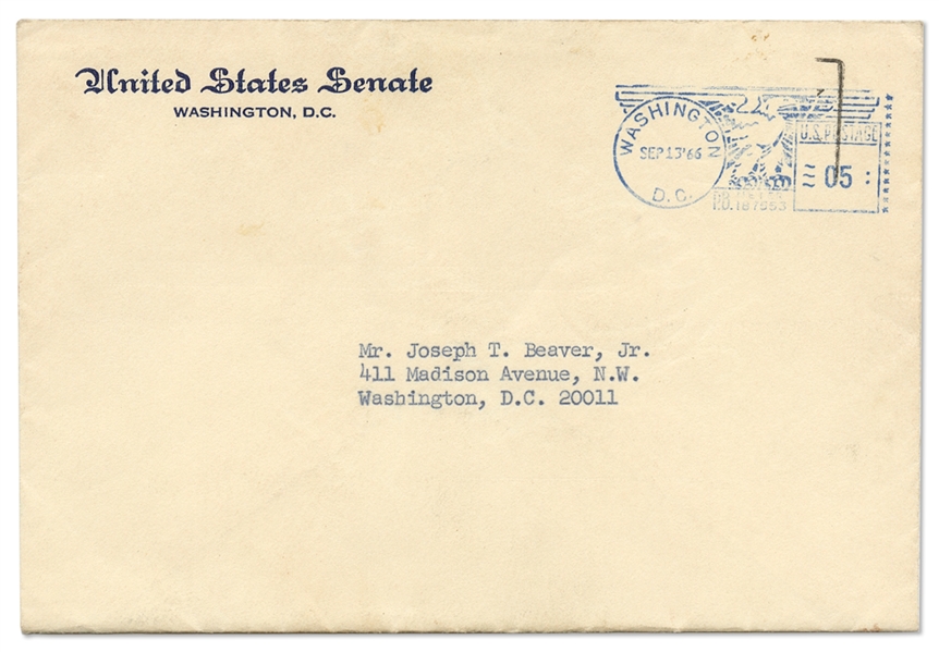 Robert F. Kennedy Letter Signed as U.S. Senator -- RFK Writes to One of the First Black Men to Serve in the U.S. Marines -- With University Archives COA