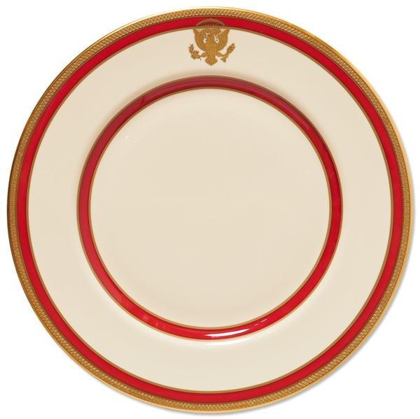 Ronald Reagan White House Dinner Plate China from the Lenox Exhibit Collection -- Formal Design Used for State Dinners