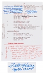 Fred Haise Signed Apollo 13 Mid-Course Correction Burn Notes -- With Additional Writing by Haise on the Significance of the Notes