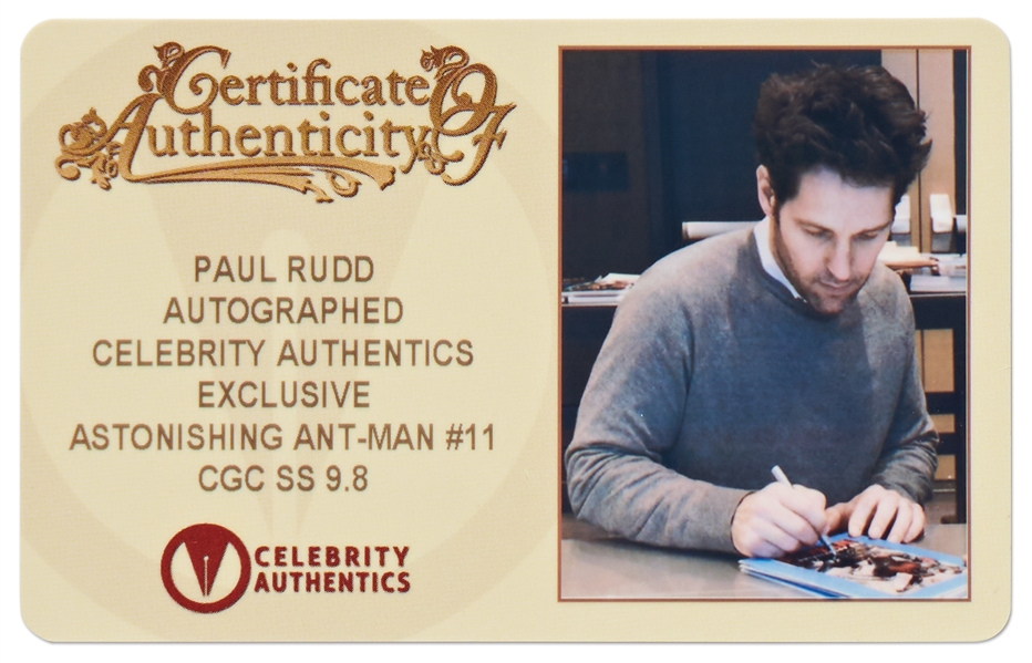 Paul Rudd Signed ''The Astonishing Ant-Man'' #11 Comic Book -- Encapsulated & Graded 9.8 by CGC