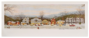 Norman Rockwell Signed Print of His Famous Stockbridge Main Street at Christmas