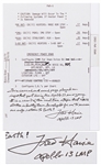 Fred Haise Signed & Handwritten Apollo 13 Flight Notes, a record of the real time steps that NASA & the industry team developed for us to ensure our safe return to Earth!