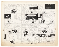 Original Felix the Cat Sunday Strip from 1933 by Otto Messmer -- Felix Cutely Outwits the Mother of a Child Who Might Adopt Him