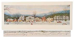 Norman Rockwell Signed Print of His Beloved Piece Stockbridge Main Street at Christmas