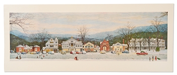 Norman Rockwell Signed Print of His Beloved Piece ''Stockbridge Main Street at Christmas''