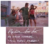 Iconic Full Metal Jacket Da Nang Hooker Scene 30 x 16.5 Photo with Actress Papillion Soo Soo Handwriting Most of Her Infamous Lines -- Me So Horny, Me Love You Long Time