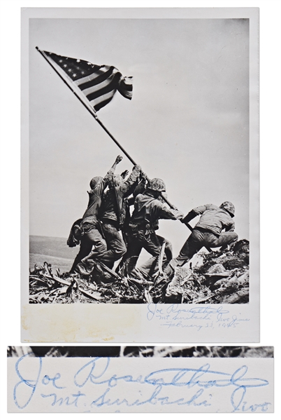 Joe Rosenthal Signed Iwo Jima Flag Raising Press Photo