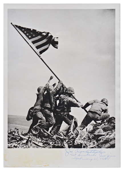 Joe Rosenthal Signed Iwo Jima Flag Raising Press Photo