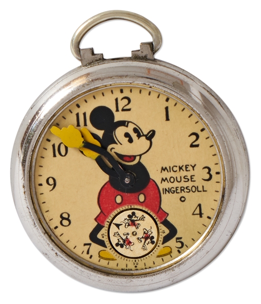 Disney Mickey Mouse Pocket Watch by Ingersoll, Circa 1930s with the Original Box