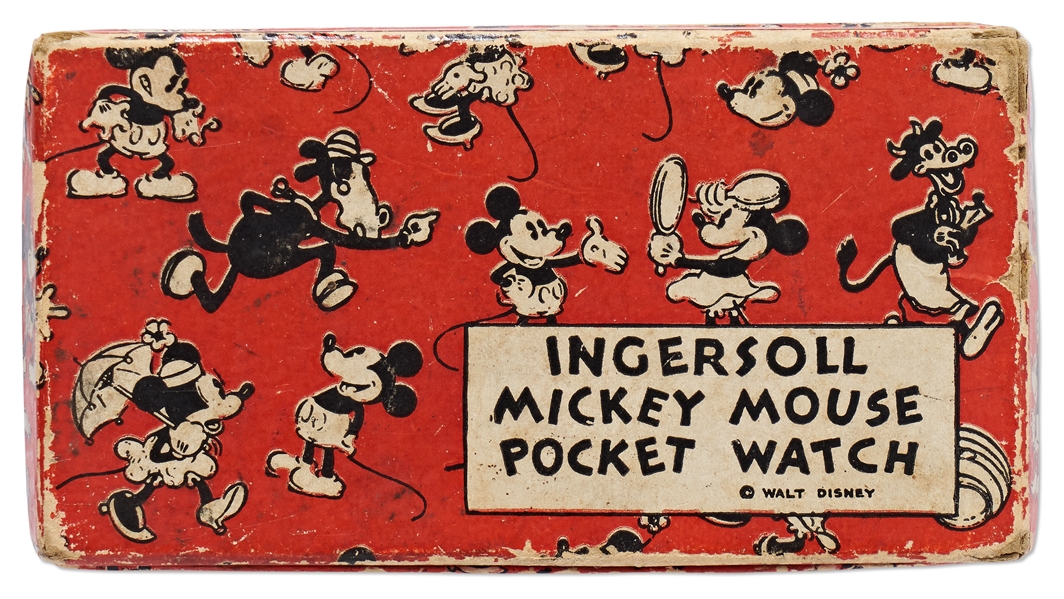 Disney Mickey Mouse Pocket Watch by Ingersoll, Circa 1930s with the Original Box