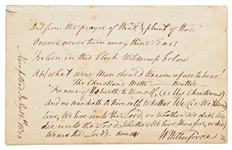 William Wilberforce Handwritten & Signed Poem & Biblical Passage -- Wilberforce Was the Leading Abolitionist in the United Kingdom, Whose Work Led to Passage of the Slavery Abolition Act of 1833
