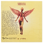 Nirvanas In Utero LP Record Album, with a Signed Description by Art Director Robert Fisher Regarding the Famous Cover Artwork