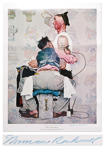 Norman Rockwell Signed ''Only Skin Deep'' Poster in Near Fine Condition