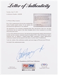 Aretha Franklin Signed Agreement -- With PSA/DNA COA