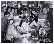 Photographer Fred Blackwell Handwritten & Signed 20 x 16 Photo of the 1963 Jackson, Mississippi Woolworth Sit-in -- Blackwells Famous Photo Captured the Most Violent of the Civil Rights Sit-ins