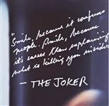 Large 20'' x 16'' Photo of Heath Ledger as The Joker, with Handwritten Reflections by Heath's Father -- ''...He galvanised the upcoming craziness...''