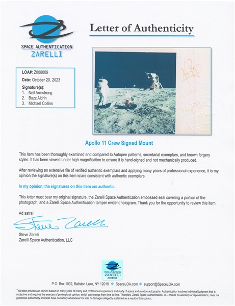 Apollo 11 Crew-Signed Slip, Encapsulated by PSA/DNA -- Without Inscription