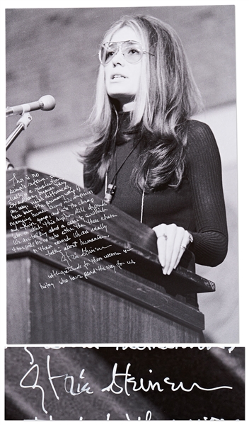 Gloria Steinem Handwritten 16 x 20 Photo with Her Thoughts on the Womens Rights Movement -- ...It really is a revolution...