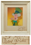 Walt Disney Signed Mat Housing an Alice in Wonderland Screen-Used Cel of the Mad Hatter -- With Phil Sears COA