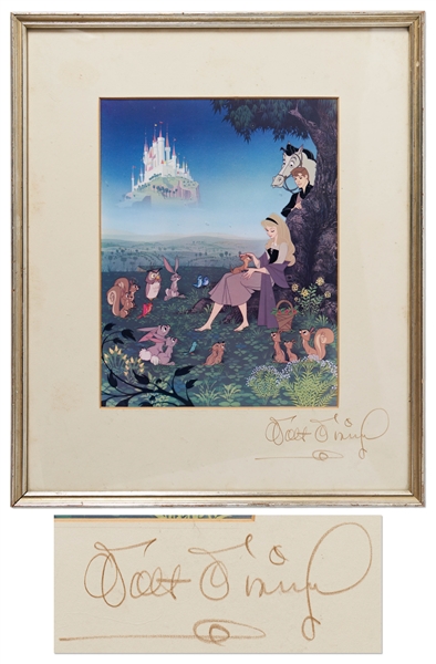 Walt Disney Signed Mat with a Scene from ''Sleeping Beauty''