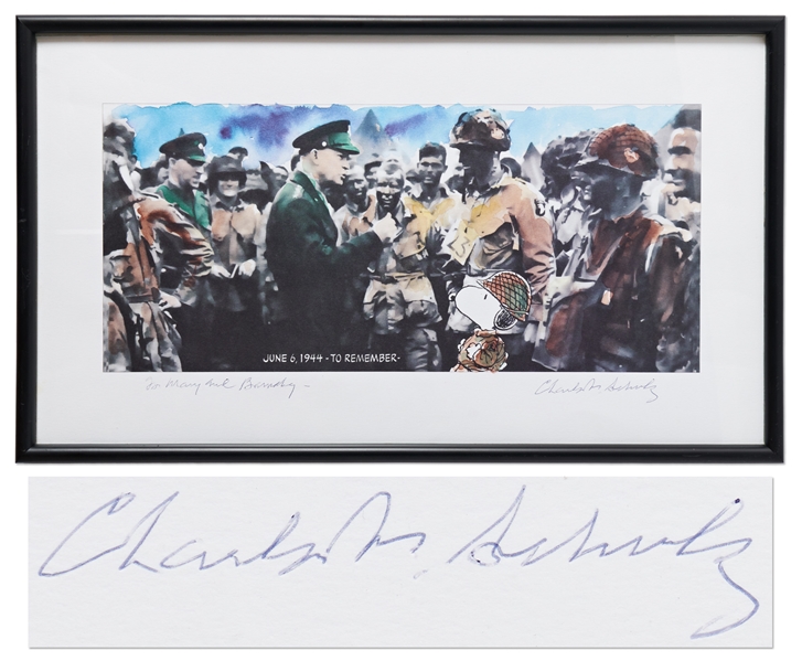 Charles Schulz Signed Print Honoring D-Day