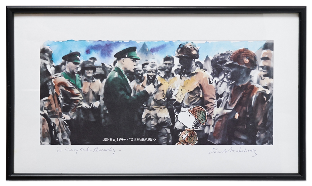 Charles Schulz Signed Print Honoring D-Day