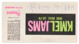 Tupac Shakur Signed Concert Ticket from January 1992 While Promoting His First Album ''2Pacalypse Now'' -- ''PEACE 2U 2PAC''