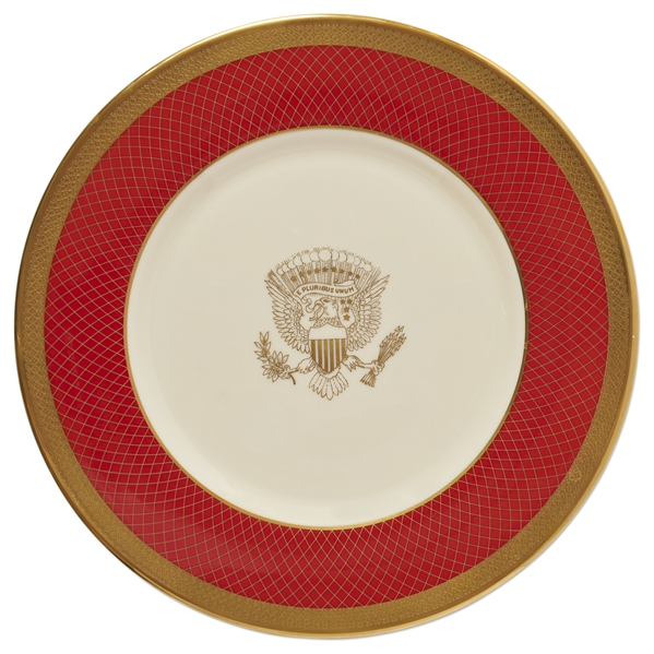 Reagan White House China -- Large Service Plate in Red-Gold Design, Made for State Dinners