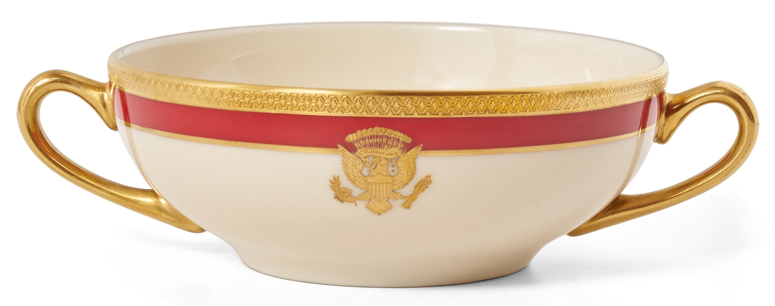 Reagan White House China Bowl -- Red-Gold Design Made for State Dinners