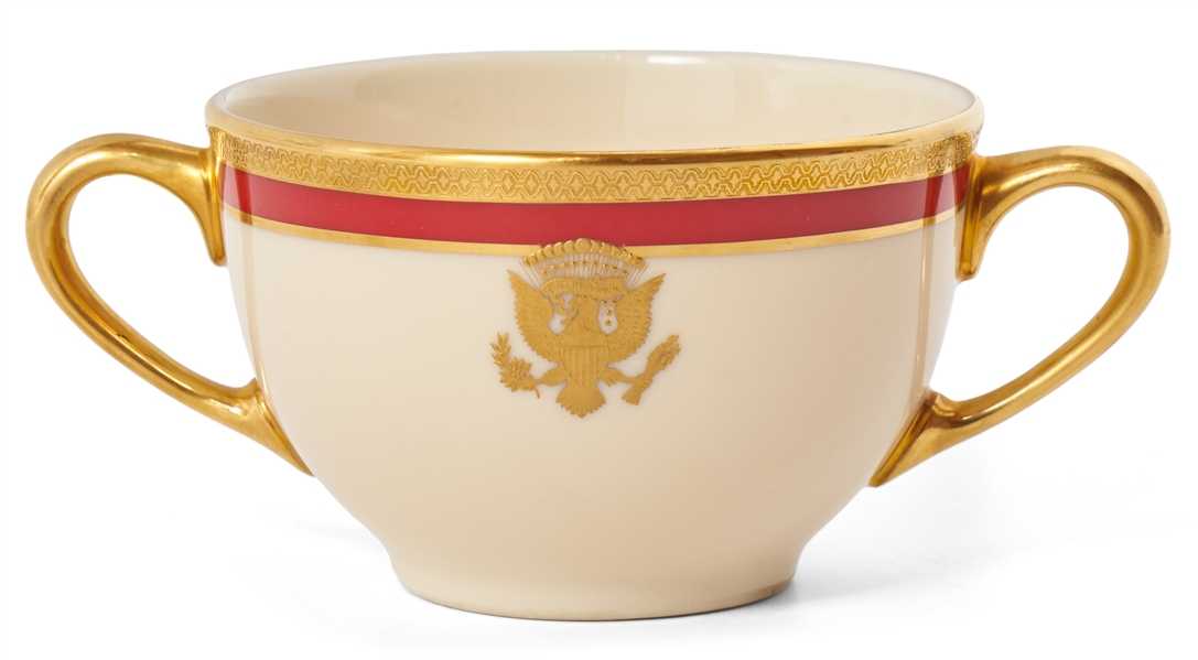 Reagan White House China Bowl -- Red-Gold Design Made for State Dinners