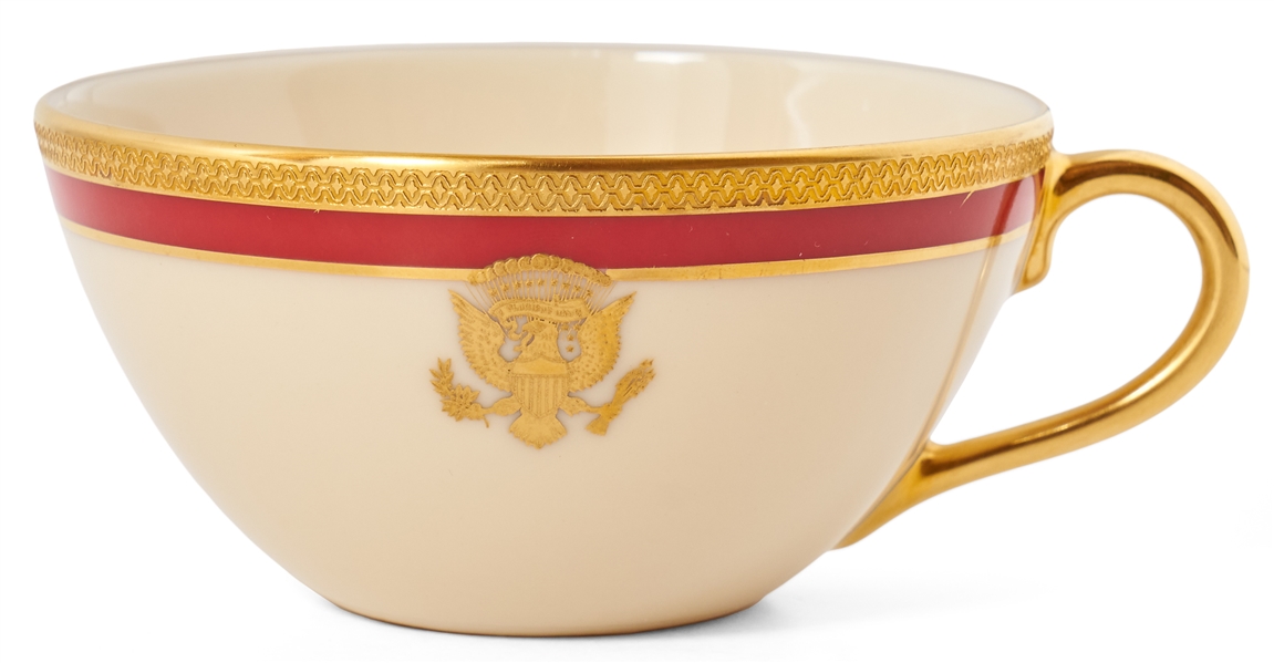 Reagan White House China Tea Cup -- Red-Gold Design Made for State Dinners