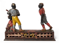 ''Darktown Battery'' Cast Iron 19th Century Mechanical Bank -- Fully Functioning