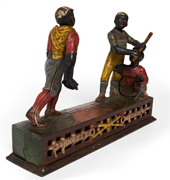 ''Darktown Battery'' Cast Iron 19th Century Mechanical Bank -- Fully Functioning