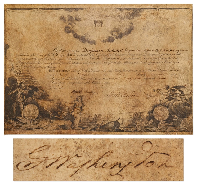 George Washington Signed Society of Cincinnati Document -- With University Archives COA