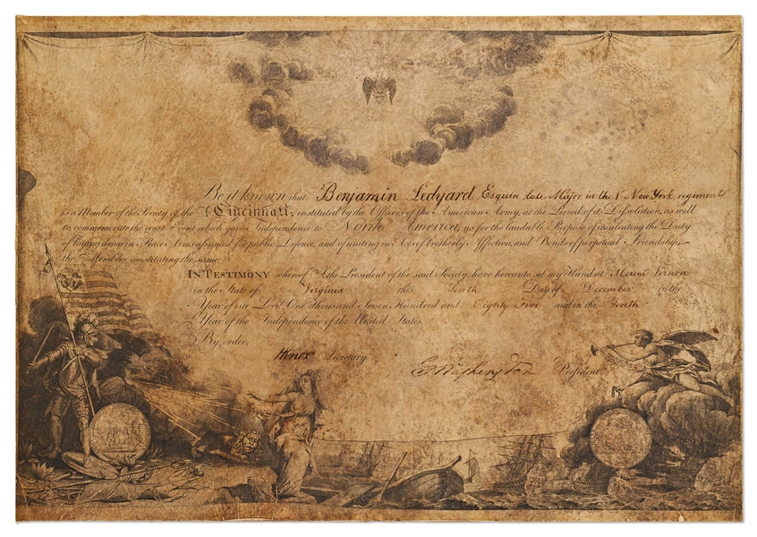 George Washington Signed Society of Cincinnati Document -- With University Archives COA