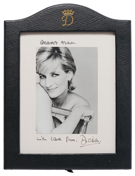Large Signed Photo of Princess Diana from Her Photo Session with Patrick Demarchelier in 1995 -- Signed Photo & Mat Measures 8'' x 10'', Housed in Royal Frame