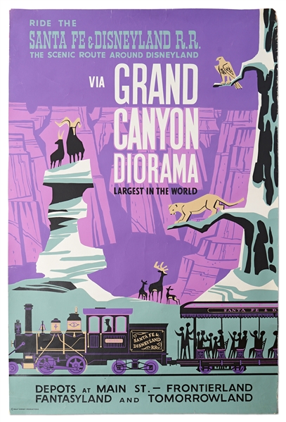 Original Disneyland Grand Canyon Diorama Silk-Screened Park Attraction Poster
