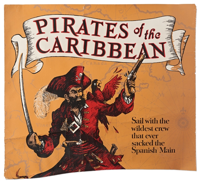 Original Disneyland Pirates of the Caribbean Silk-Screened Park Attraction Poster