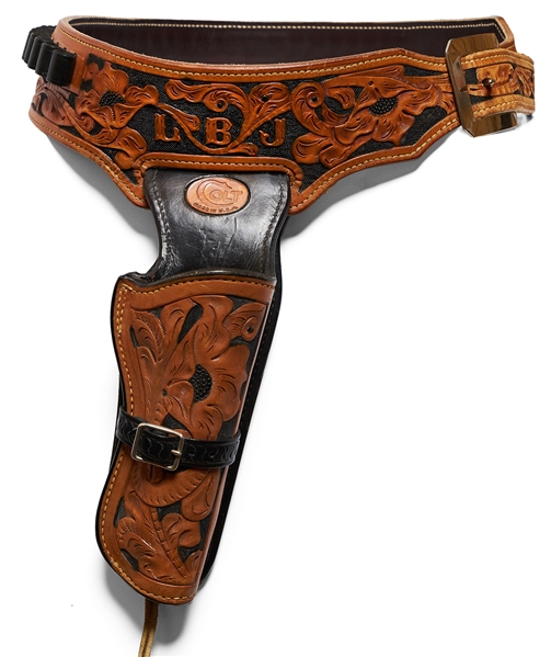 Colt Leather Holster Presented to President Lyndon B. Johnson -- With LBJs Initials in Leather Over Holster