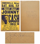 Johnny Cash Signed Concert Poster -- Cash Writes a Memory from the Day of the Concert: ...I came into Appelton in my first new Cadillac which I bought that day...J.R. Cash -- With Epperson COA
