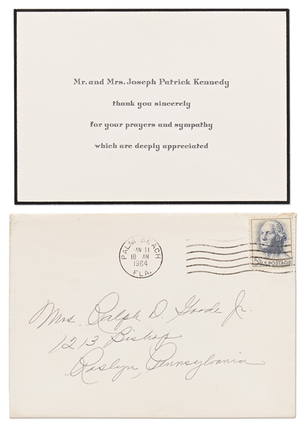 Joseph & Rose Kennedy Thank You Card -- Expressing Thanks for Prayers & Sympathies After the Tragic Death of JFK