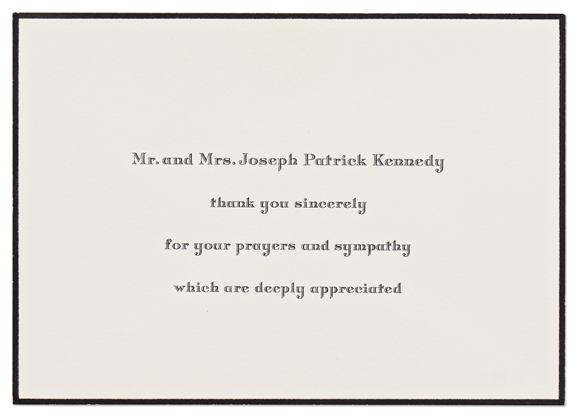 Joseph & Rose Kennedy Thank You Card -- Expressing Thanks for Prayers & Sympathies After the Tragic Death of JFK